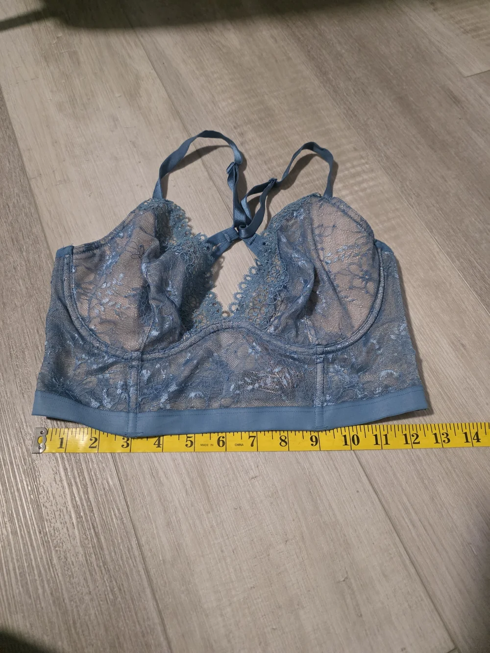 Victoria’s Secret Very Sexy Lace Longline Bra Blue 34D Unlined Plunge - Picture 4 of 8